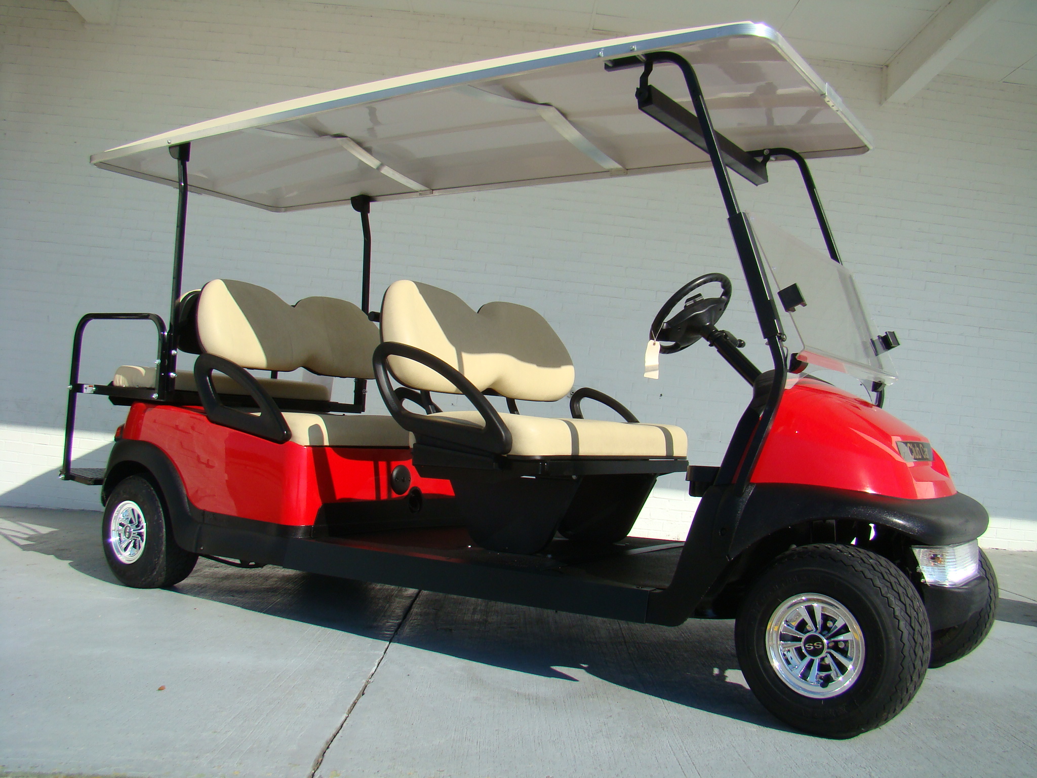 Red 6 Passenger Limo Club Car Golf Cart